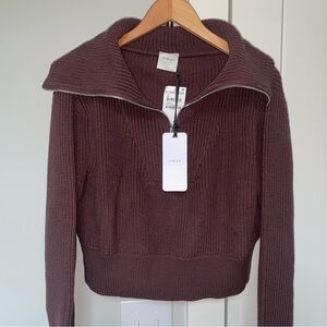 VARLEY Mentone Knit Half-Zip Sweater in Deep Mahogany
